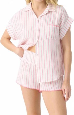 PJ Salvage Womens Live In The Moment Stripe Pj Set In Pink