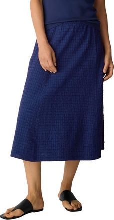 Eileen Fisher Box Weave Stretch Organic Cotton Midi Skirt in Deep Dive at Nordstrom, Size Xx-Small