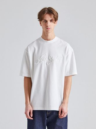 Acne Studios Mens Embroidered Logo T-Shirt in White