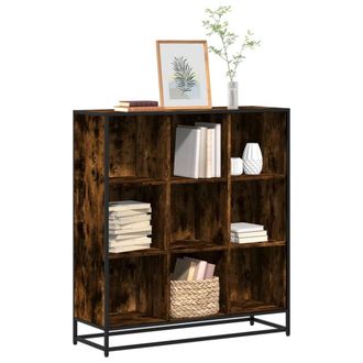 Berkfield Home Bookcase Smoked Oak 97.5x33x107.5 cm Engineered Wood & Metal in Brown