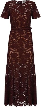 Self Portrait Lace Midi Jurk - Dames - Maxi kleedjes - Paars - XS - Polyester - Kleedjes