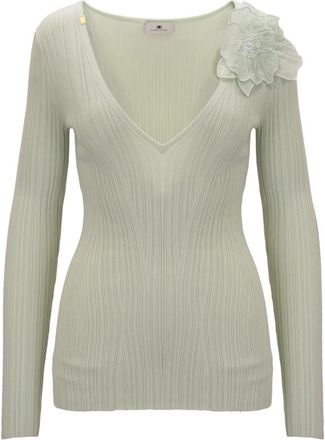 Elisabetta Franchi V-neck Trui - Dames - V-hals truien - Groen - L - Polyester - Truien & Vesten