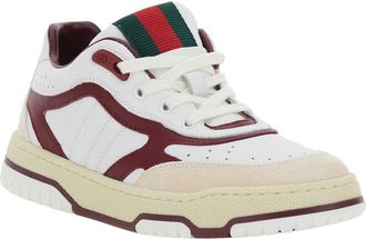 Gucci Boys White Low Top Sneakers With Web Tongue Calf Trainers