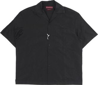 Gucci Overhemden, Heren, Zwart, S, Katoen, GG Faille Shirt