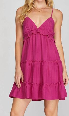 She + Sky Southern Sass Textured Tiered Dress In Fuchsia