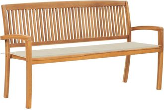 vidaXL Vidaxl - Banco De Jard&iacute;n Apilable Con Coj&iacute;n Madera Maciza Teca 159 Cm
