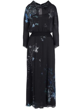 Giorgio Armani floral-print silk maxi dress - women - Silk - 40 - Black
