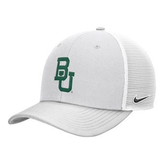 Nike Baylor White Out Rise Nike Mens College Trucker Adjustable Hat in White | C11756C071BYLU-WHT