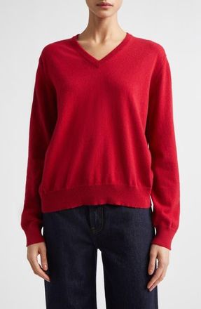 Johnstons of Elgin Lunan Cashmere V-Neck Sweater in Claret at Nordstrom, Size X-Large