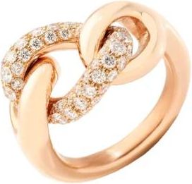 POMELLATO Ros&eacute;gouden Ring met Ketting en Diamanten - Dames - Ringen - Beige - 53 MM - Accessoires