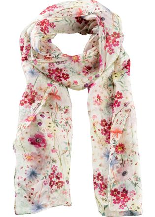 Bonprix Schal BONPRIX, Damen, creme gebl&uuml;mt, Seide, Modet&uuml;cher Schal, aus reiner Seide, mit Blumenmuster, feminin gestaltet