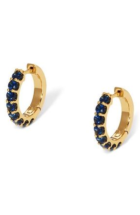 Nadri Crystal Huggie Hoop Earrings in Gold/Blue at Nordstrom