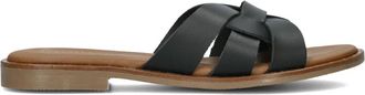 Stefano Lauran Zwarte Leren Knoop Slippers - Dames - Sandalen - Zwart - 36 EU - Leer - Schoenen
