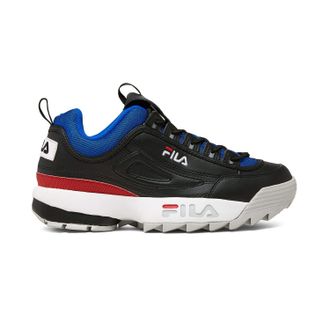 Fila Fila Disruptor CB Low Black Blue Lace Up Womens Trainers 1010604 12W