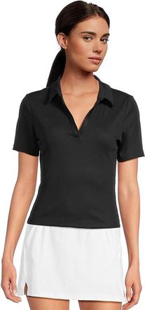 Travis Mathew Moveknit Short Sleeve V-Neck Polo Womens Clothing Black : XL, Elastane/Nylon