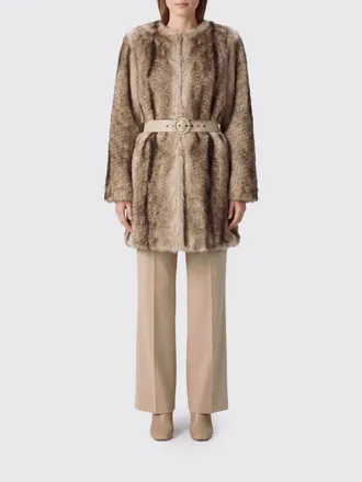 Twinset Fur Coat Woman color Brown