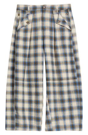 Damson Madder Mara Brushed Check Organic Cotton Pants in Multicolored at Nordstrom, Size 2 Us