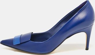 Sergio Rossi Blue Leather Pointed Toe Pumps