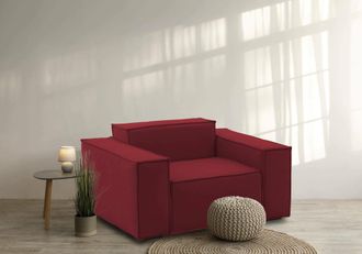 Talamo Italia Sill&oacute;n Dciurri, Sill&oacute;n, 100% Made In Italy, Sill&oacute;n Relax En Tela Tapizada, 140x95h70cm, Rojo - Dmora
