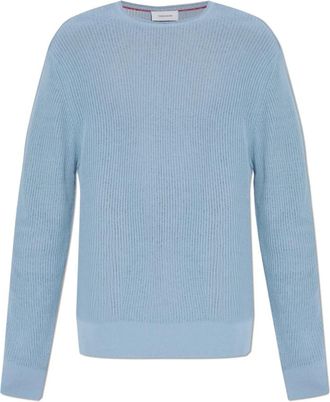 Ferragamo Round-neck Knitwear, male, Blue, Size: L Crew Neck Sweater