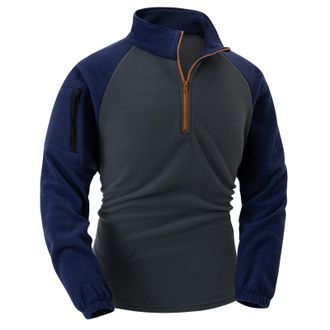Generic Fleece Pullover Men | Half Zip Military Sweatshirt | Tactical Fleece Jackets Outdoor Combat Pullover Tops Polo Neck Long Sleeve Sweatshirts Windproof 