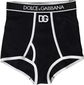 Dolce & Gabbana Zwart Logo Katoenen Stretch Ondergoed - Dames - Onderbroek - Zwart - S - Katoen - Ondergoed
