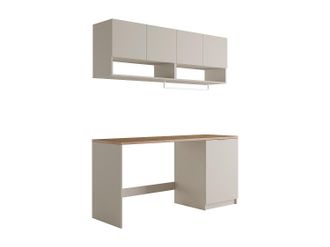 Vente-Unique Muebles para el cuarto de la lavadora con encimera - 180 cm de ancho - Color cachemira y natural claro - NATAJI