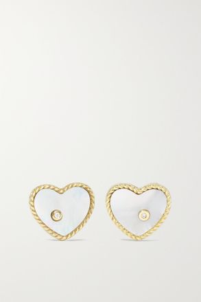 Yvonne Léon Orecchini In Oro 9 Carati Con Madreperla E Diamanti - Bianco