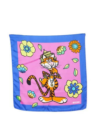 Moschino graphic-print scarf - women - Silk - One Size - Pink