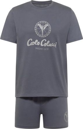 Carlo Colucci Nachtkleding, Heren, Grijs, XL, Katoen, Shorty Pyjama Set