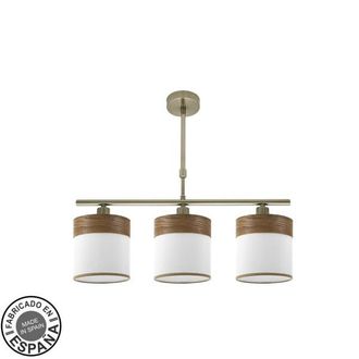 Fabrilamp Lampara Cloe 3xe14 Cuero/blanca-madera Oscura Regx55x14 Cm - Fabrilamp