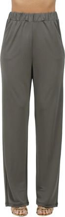 Max Mara Rechte Jersey Broek - Dames - Straight fit broeken - Groen - L - Polyester - Broeken