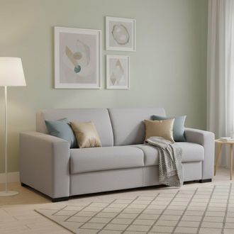 Dmora Sofa Cama Dababo, Sof&aacute; De 2 Plazas, 100% Made In Italy, Sof&aacute; De Sal&oacute;n Con Apertura Giratoria, En Tela Acolchada, Con Reposabrazos Delgados, Cm 160x95h