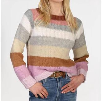 Dylan Taylor Striped Sweater In Multi Grey, Pink, Lavender, Chestnut