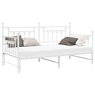Berkfield Home White Daybed Frame with Trundle White 90x200 cm Steel