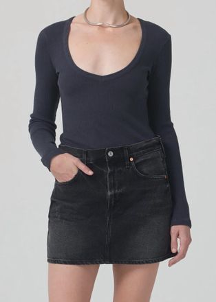 Citizens Of Humanity Anouk Long Sleeve V-Neck Top In Charcoal