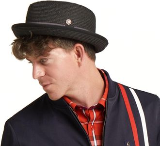 Dasmarca Summer Porkpie Straw Hat (UK, Alpha, M, Black)