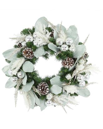 Creative Displays Inc. Handcrafted 28In Holiday Wreath Arranged With Ornaments & Pinecones