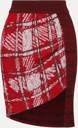 Vivienne Westwood Scribble Check Skirt Wool Viscose Blend Red XS Women