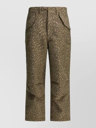 Beams Plus cargo shorts animal print belt loops