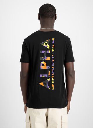 Alpha Industries T-Shirt ALPHA INDUSTRIES Backprint T-Shirt Camo Print, Herren, Gr. XL, schwarz (schwarz, orange), Obermaterial: 100% Baumwolle, Shirts T-Shirt