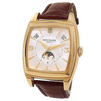 Patek Philippe Pre-owned Patek Philippe Gondolo GMT Automatic Moon Phase Silver Dial Mens Watch 5135J-001