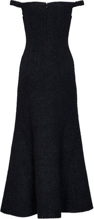 Self Portrait Womens Dress Off-The-Shoulder Lam&eacute; Boucl&eacute; Black Acrylic