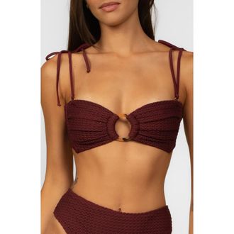 Montce Swim Tori Ties Bandeau Bikini Top in Maroon Crochet at Nordstrom Rack, Size Small