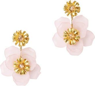 Deepa Gurnani Yuka Flower Drop Earrings in Baby Pink at Nordstrom