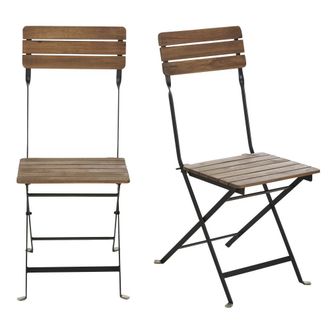 Maisons du monde Set de 2 sillas de exterior de maderea de acacia maciza y metal negro