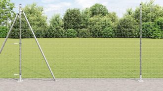 Berkfield Home Euro Fence with 7 Flanged Posts 1.6x10 m Galvanised Steel in Silver