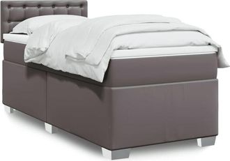 vidaXL Vidaxl - Cama Box Spring Con Colch&oacute;n Cuero Sint&eacute;tico Gris 90x200 Cm