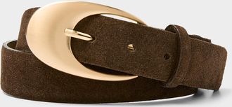 Simons Womens Massive metallic buckle suede belt