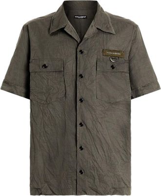 Dolce & Gabbana Grey Cotton Printed Shirt